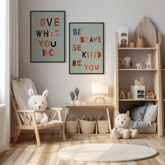 Namly Design Plakat Vær Modig Vær Snill / Sett av 2 POSTERM29B4P