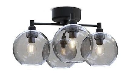 Belid Gloria Plafond 46 cm Svart struktur/Røykfarget glass 1721550-01-0 1575746-05-0