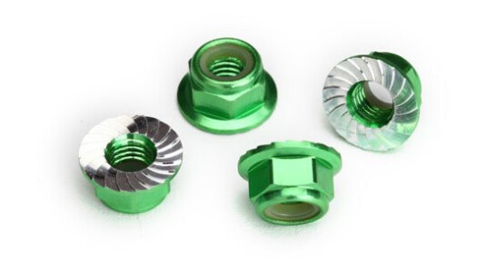 Traxxas 8447G Nuts flanged 5mm Green Alu 4