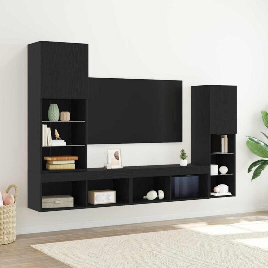 LED TV skap Svart eik 30.5x30x102 cm laget av tre