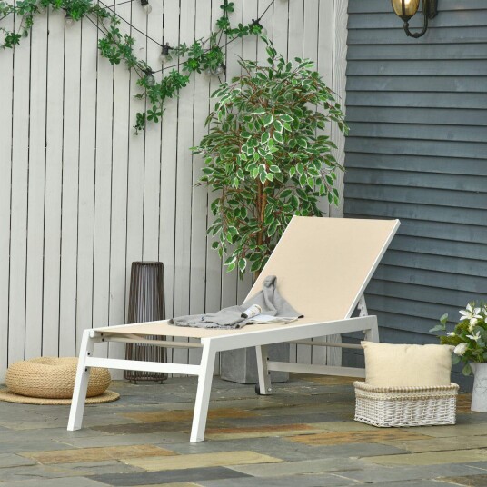 Solstol 5 posisjoner aluminium Kremhvit 169x65x102 cm