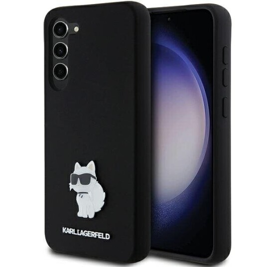 Karl Lagerfeld Hardcase Silikon Mobildeksel med Choupette Metallnål til Samsung Galaxy S23+ Svart