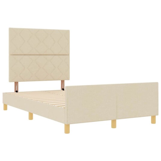 Seng Ramme i Krem 120x190 cm Stoff