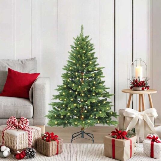 Kunstig juletre med 150 LED med stativ grønn 120 cm PE og PVC