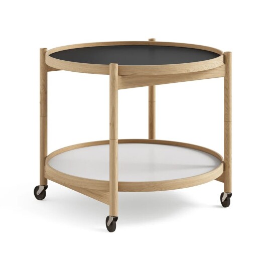 Brdr. Krüger Bølling Tray Table model 60 rullebord base, oljet eikestativ