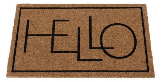 Dørmatte kokos med tekst Hello