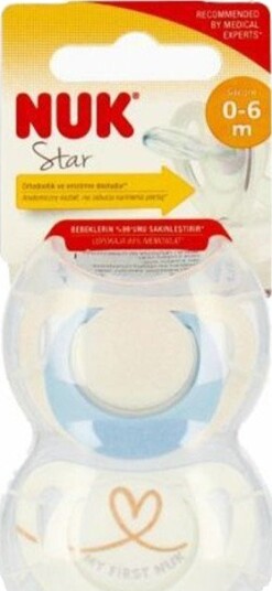 Nuk Star Silikonsmokk 0-6 mnd Blå/Rosa 2 Pk
