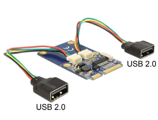 DELOCK Module MiniPCIe I/O full size 2 x USB 2.0 Type-A female