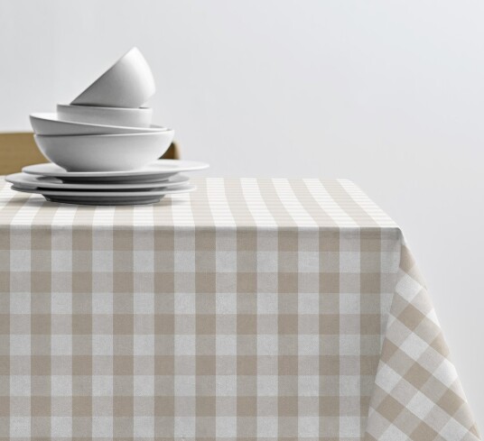 Södahl Gingham akrylduk med antiskli beige pr meter