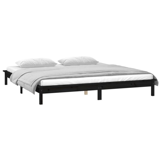 vidaXL Sengeramme med LED svart 120x190 cm 4FT Small Double heltre