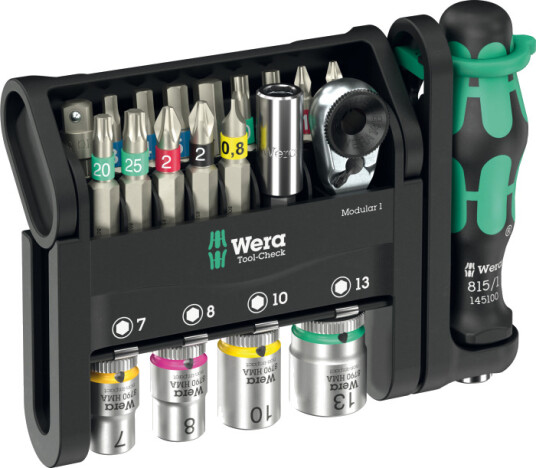 Wera Tool-Check Modular 1 Verktøysett 21 Deler med 1/4 Bits Skralle Wera Tool-Check Modular 1 Verktøysett 21 Deler med 1/4 Bits Skralle