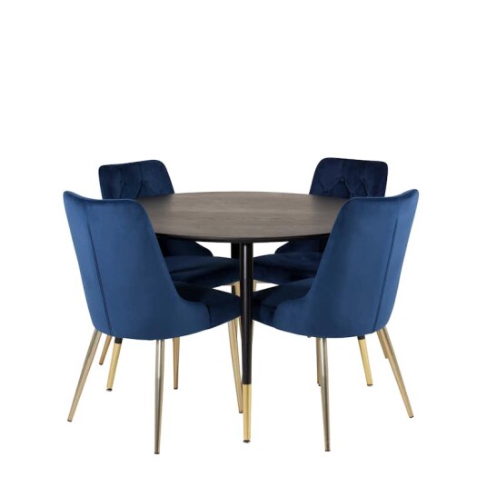 Venture Home Spisegruppe Venture Home Dipp Ø115 cm med 4 Velvet Deluxe Stoler GR19344