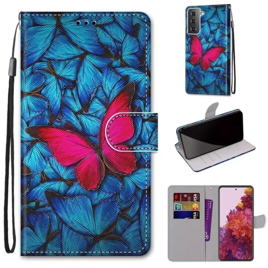 INCOVER Samsung Galaxy S21 Kunstskinn Flip Deksel med Lommebok - Sommerfugl