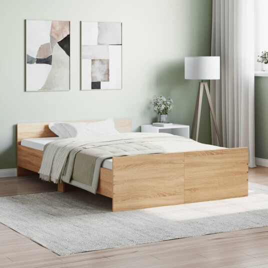 vidaXL Sengeramme med hode- og fotgavl sonoma eik 120x190 cm 8721012157330