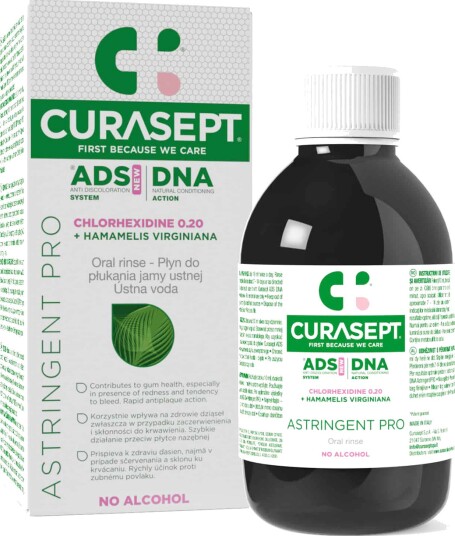 Klorhexidin Munnvann 0.20 % CURASEPT ADS DNA Astringent Pro 200 ml