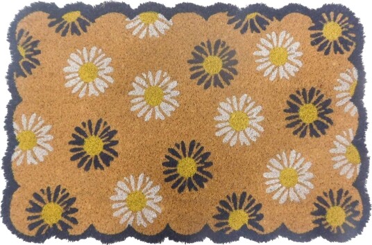 Kokos dørmatte med botanisk design 60 x 40 cm