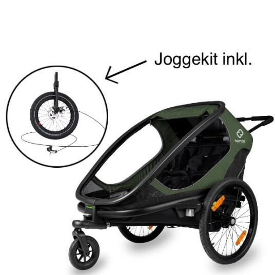 Hamax Multisportsvogn Outback 2 Seter inkl. Joggekit Green/Black Hamax Multisportsvogn Outback 2 Seter inkl. Joggekit Green/Black