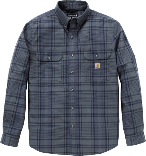 Carhartt Men"s Fort Loose Ls Plaid Shirt Navy/Deep Smoke Blue XXL