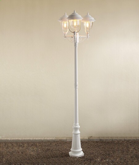 Konstsmide Parma 3-arm stolpe hvit 218cm Konstsmide Parma 3-arm stolpe hvit 218cm