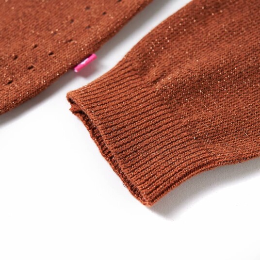 Cardigan for barn strikket konjakk 128 Cardigan for barn strikket konjakk 128