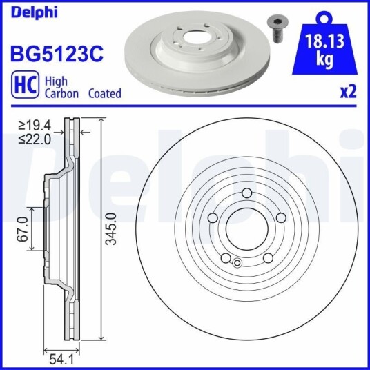 DELPHI BG5123C Bremseskive
