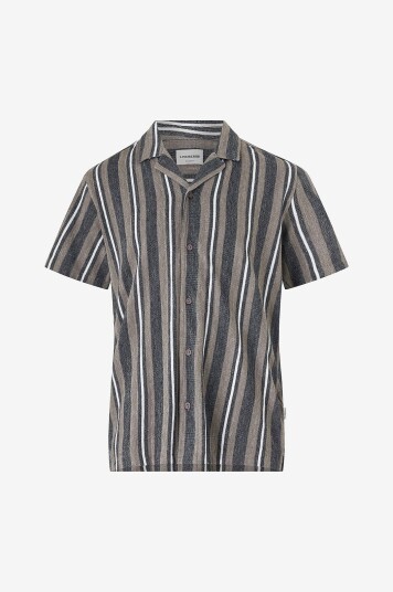 Lindbergh Skjorte Knitted Resort Collar S/S Grå