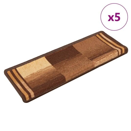 vidaXL Selvklebende trappematter 5 stk 65x21x4 cm brun
