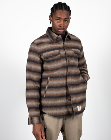 Fat Moose Roger Striped Overshirt Brun