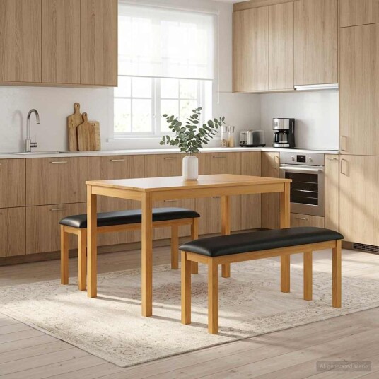 vidaXL Spisebenk 95 x 32 x 45 cm Massivt Eiketre Svart