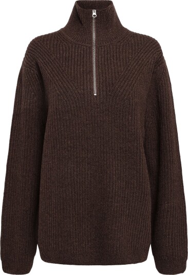 Garment Project Half Zip Wool Knit Brown Melange BROWN S Garment Project Half Zip Wool Knit Brown Melange BROWN S