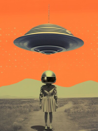 Plakat Futuristisk UFO møte