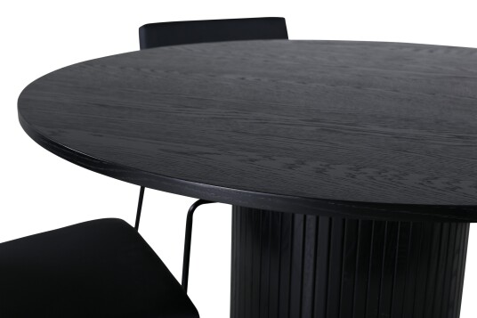 Venture Home Bianca Spisegruppe 110 cm Rund med 4 Kenth Stoler Sort