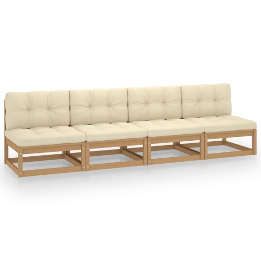 vidaXL Hagesofa med puter 4-seters heltre furu
