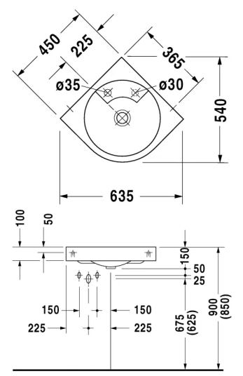 Duravit Architec servant, 63,5x54 cm, hvit