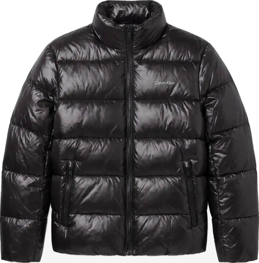 Calvin Klein Ls High Shine Nylon Mcknk Puffer   BLACK   S