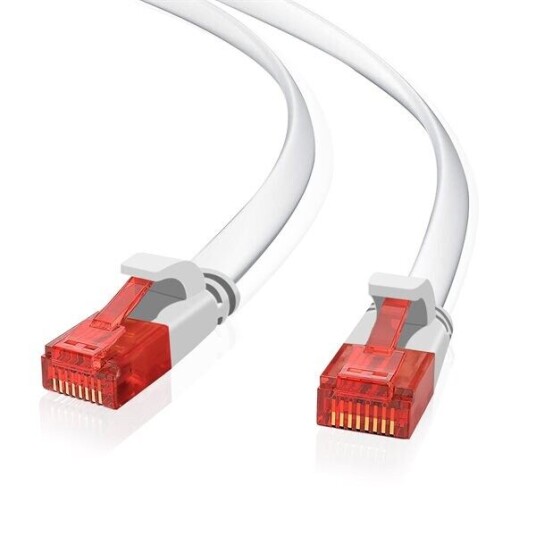 Helos Ultra Slim Patch-Kabel Rj-45 M Til Rj-45 M 7,5 M Utp Formet Uten Krok Flat Hvit