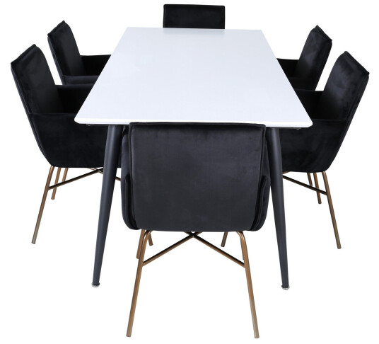 Venture Home Jimmy Matgruppe 195 cm Rektangulær med 6 Petra stoler Sort