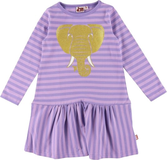 DYR Cph Kjole ANIMALZanzi Soft Viola/Viola m. Gull Elefant DYR 8 år (128) Kjole Lilla