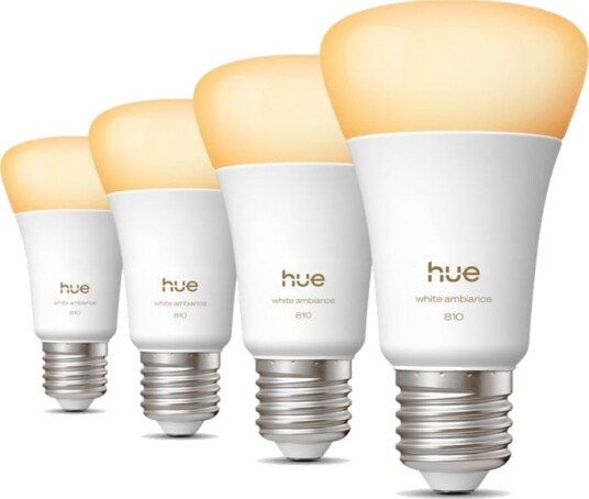 Philips Hue White Ambiance   Led Lyspære   Form: A60   E27   6 W Ekvivalent 60 W   Klasse D   Varm Til Kjølig Hvitt Lys   1000   20000 K En Pakke 4