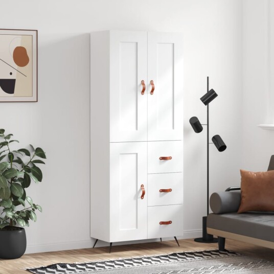 vidaXL Highboard hvit 69,5x34x180 cm konstruert tre 8720845493998 vidaXL Highboard hvit 69,5x34x180 cm konstruert tre 8720845493998