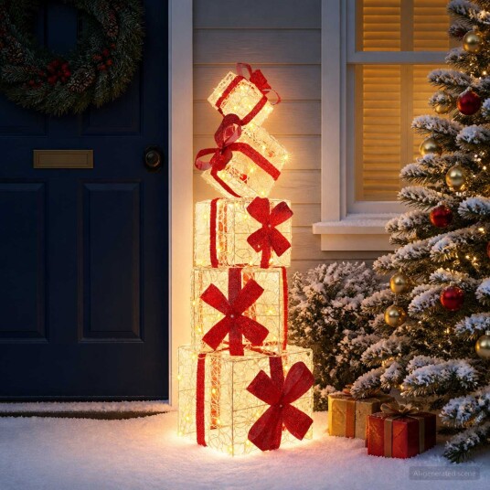 vidaXL Juledekorasjon gaveeske 5 stk. 125 LED-lys Varmhvit