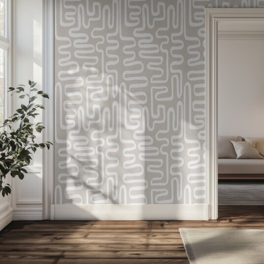 Tapet – Beige geometriske linjer Tapet – Beige geometriske linjer