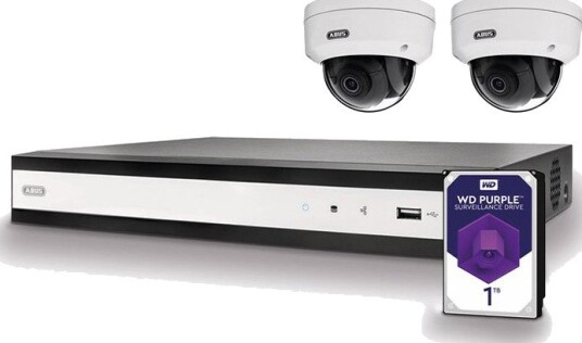 Abus Nvr Poe Opptaker TVVR36422D 4 Kanaler Komplett Sett 2x Overvåkningskamera / 1x Harddisk