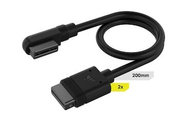 Corsair iCUE LINK 200mm Strømkabel med 90° Vinkler (2 stk, Sort) Corsair iCUE LINK 200mm Strømkabel med 90° Vinkler (2 stk, Sort)