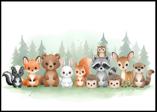 Cute forest animals Plakat Plakat / 40x50cm