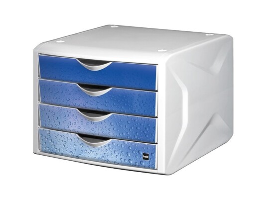 Helit H6129634 4 Skuffer Plastikk Bl? Hvit 1 Stykker 262 Mm 330 Mm