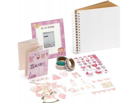Fotoramme Fujifilm Instax 1. Bursdagssett Rosa Ramme Album Klistremerker Og Dekorert Selvklebende Tape