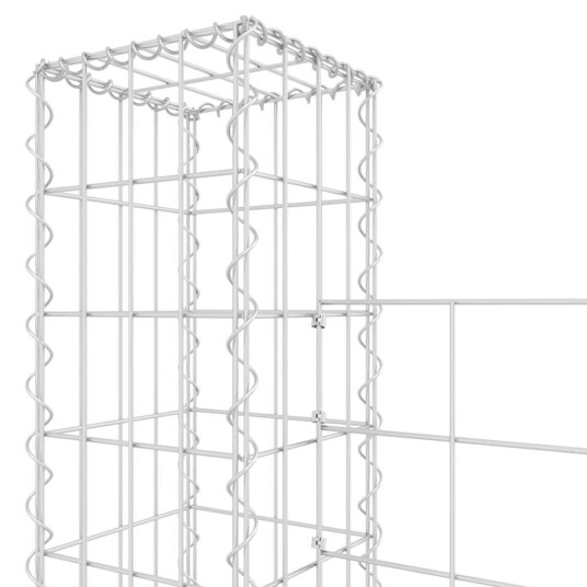 vidaXL Gabionkurv u formet med 7 stolper jern 740x20x200 cm