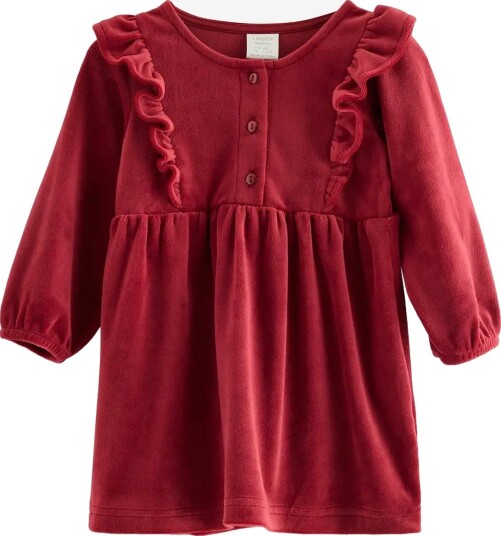 Lindex Long Sleeved Dress In Velour   DARK RED   56