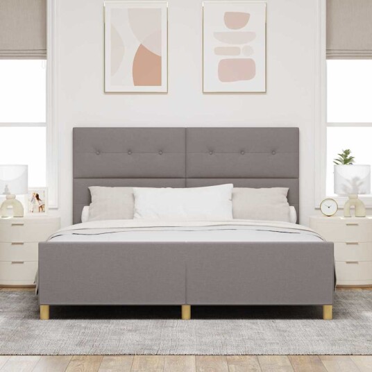 Sengestamme med hodegjerde Gråbrun 180 x 200 cm stoff